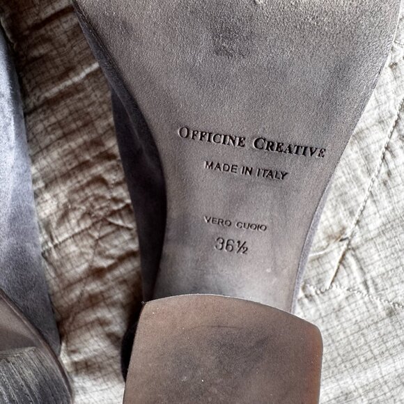 Officine Creative Women Severine Soft Grey Heel Mule Size 36.5 Suede Leather - Picture 5 of 10